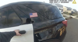 GIF of Gina LaPlaca in police vehicle