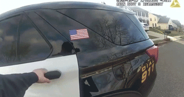GIF of Gina LaPlaca in police vehicle