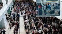 Department of Homeland Security slams Democrats for holding travelers 'hostage for political points' as airport chaos sparks hours-long security lines