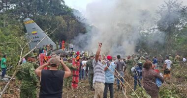 Dozens of Colombian soldiers feared dead as military plane crashes