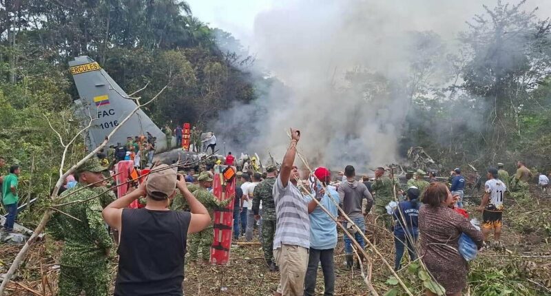Dozens of Colombian soldiers feared dead as military plane crashes
