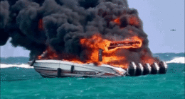 Dramatic video captures tourist boat engulfed in flames as passengers scramble to escape burning vessel