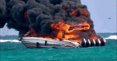 Dramatic video captures tourist boat engulfed in flames as passengers scramble to escape burning vessel