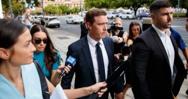Rohan Dennis arrives at Adelaide Magistrates Court in March 2024.