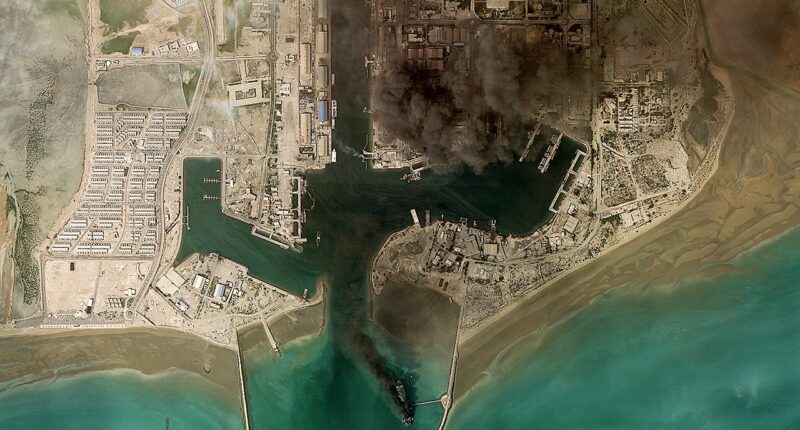 Fires rage at Iran's Bandar Abbas naval headquarters, Strait of Hormuz traffic stalled