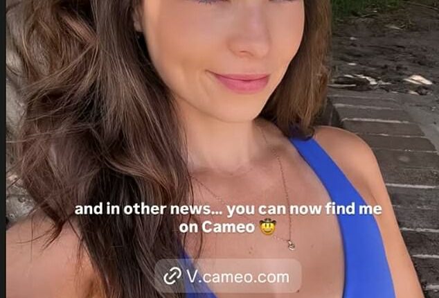 Pictured: Tiffany Salmond takes to Instagram to announce she's now charging her fans for personalised messages on the Cameo video platform