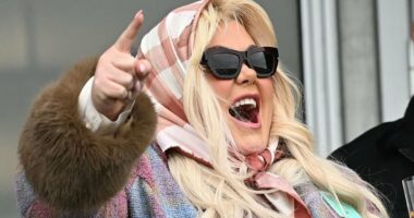 Gemma Collins cheers as she wins £5,000 at  star-studded Cheltenham