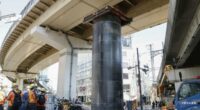 Giant pipe mysteriously bursts through ground, rises 30 feet above road in Japan