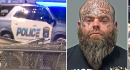 Heavily-tatted Ohio man jailed after stray gunfire from his property allegedly struck 2 shoppers at nearby Kroger