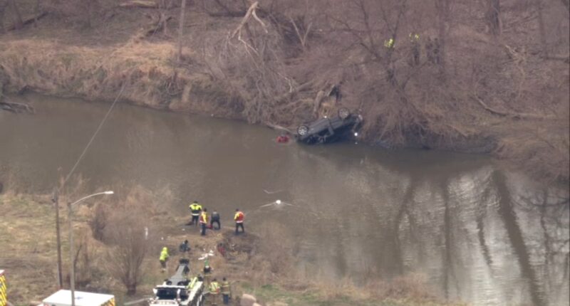 Hobart Fire Department search, rescue teams in Deep River near 27th Avenue, Wyoming Street after Lake Station crash