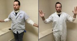 Homeowner attacked by fake postal worker wearing full Tyvek suit underneath uniform, handed victim a piece of mail before jumping him and his wife, who was strangled: Cops