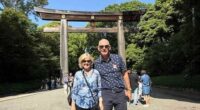 Lorraine and Howard Williams, pictured sightseeing in Japan during their cruise.