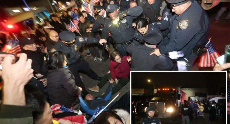 Hundreds of protesters swarm proposed NYC men’s homeless shelter site, physically block construction truck