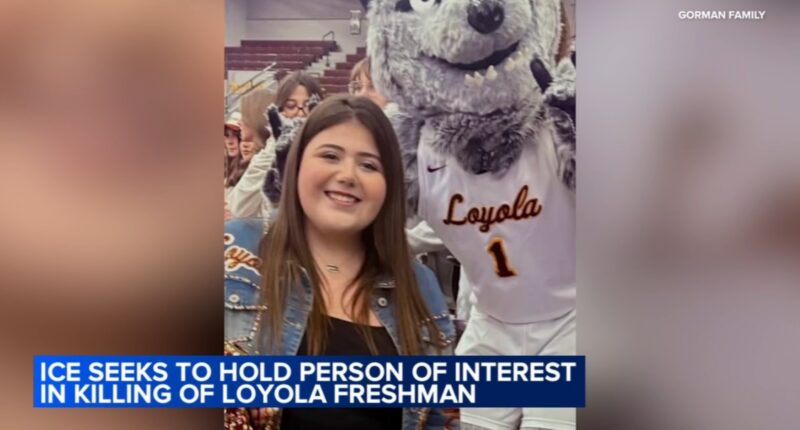 ICE wants person questioned in death of Sheridan Gorman, Loyola University student killed in Chicago shooting, to stay in custody