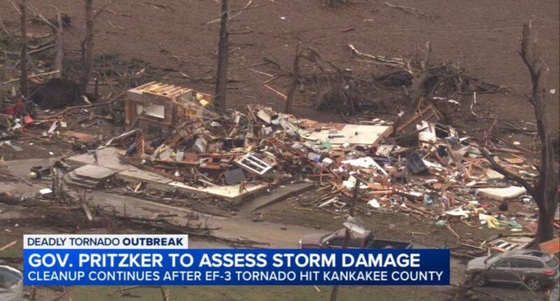Illinois tornado outbreak: Governor JB Pritzker to visit Kankakee Co. as tornado damage cleanup continues
