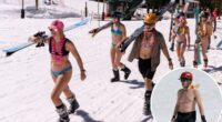 In record heat, US ski resorts bulldoze snow -- skiers wear bikinis