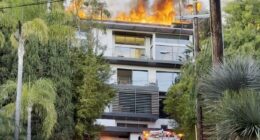 Inferno erupts at Hollywood Hills mansion as flames rip through roof