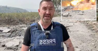 Insane moment missile blows up feet away from reporter in Lebanon