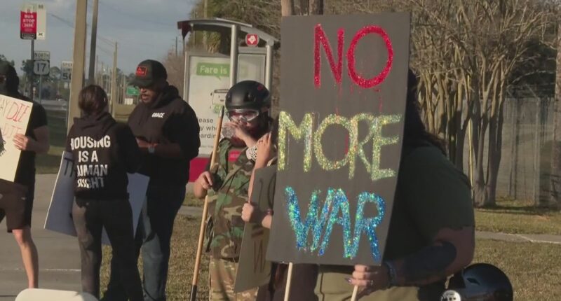 Jacksonville activists protest U.S. military strikes in Iran: 'Innocents are dying'