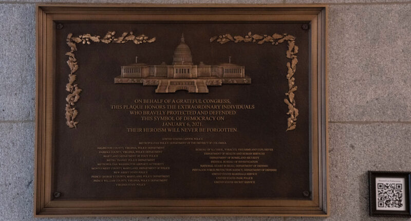 Jan. 6 plaque honoring police officers is now displayed at the Capitol after a 3-year delay