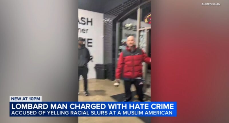 Justin Ward charged with hate crime, caught on camera yelling slurs at Muslim American Ahmed Khan at Crave Cookies Lombard, IL