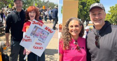 Kamala husband Doug Emhoff with celebrities at 'No Kings' Malibu