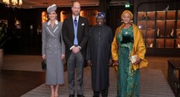 Kate channels Diana during Nigerian state visit: Princess wears her late mother-in-law's pearl drop earrings and chic coat that could have come straight from her wardrobe