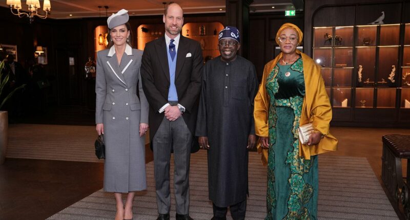 Kate channels Diana during Nigerian state visit: Princess wears her late mother-in-law's pearl drop earrings and chic coat that could have come straight from her wardrobe