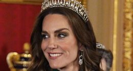 Kate dons favourite tiara and late Queen's earrings for state banquet