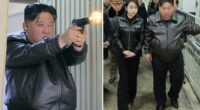 Kim Jong Un and his teenage daughter fire pistols at North Korean shooting range