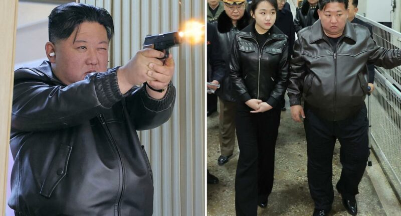 Kim Jong Un and his teenage daughter fire pistols at North Korean shooting range