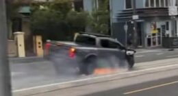 Man arrested after ute filmed screaming down Melbourne street on rims