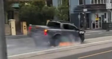 Man arrested after ute filmed screaming down Melbourne street on rims