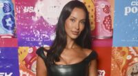 Maya Jama turns up the heat in a leather dress at Club Poppi launch