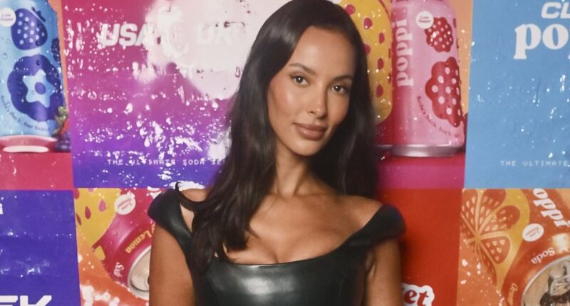 Maya Jama turns up the heat in a leather dress at Club Poppi launch