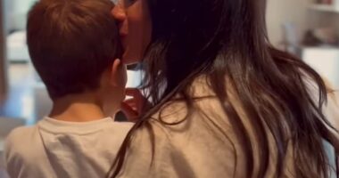 Meghan Markle has revealed she's reading a poetry book about motherhood after receiving it as a gift from her 'mom friend'. She is seen here with her son Prince Archie