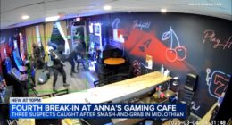 Midlothian burglary: 4th break-in at Anna's Gaming Cafe at 147th Street, Kilbourn Avenue damages business; 3 arrested, police say