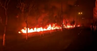 Moment gas pipes explode in Tehran streets after Israeli strikes