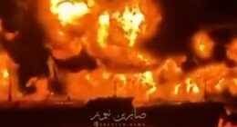 Moment oil tankers erupt into flames after being hit by Iranian boats