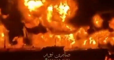 Moment oil tankers erupt into flames after being hit by Iranian boats