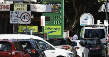 Petrol & diesel prices continue to increase as the war in Iran persists. Pic shows drivers queued for petrol at BP Mascot where lowest prices in the area saw lines stretched down Botany Rd.
