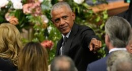 Obama's not-so-subtle gesture to 2028 hopeful sparks buzz at funeral