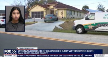 'Oddly calm' new mom watches newborn die in toilet, performs in college play as 'Virtue' before burying infant in shallow grave behind her home, cops say