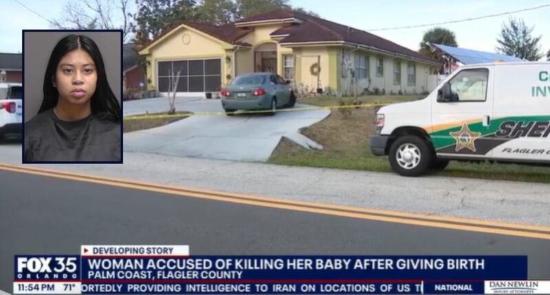 'Oddly calm' new mom watches newborn die in toilet, performs in college play as 'Virtue' before burying infant in shallow grave behind her home, cops say