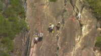 Oï»¿ne teenager is dead and another is fighting for life after the pair fell while hiking in the Glasshouse Mountains on Queensland's Sunshine Coast.