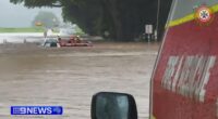 Heavy rainfall in Far North Queensland has sparked rescues for motorists stranded in floodwaters.Rescuers become life savers for the 65-year-old woman stuck on top of her car at Mossman, north-west of Cairns, about 6am today.