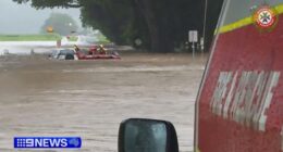 Heavy rainfall in Far North Queensland has sparked rescues for motorists stranded in floodwaters.Rescuers become life savers for the 65-year-old woman stuck on top of her car at Mossman, north-west of Cairns, about 6am today.