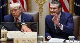 Pete Hegseth accidentally reveals doodle on sensitive Iran paper
