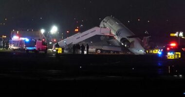 Pilots dead, major airport shut after plane collides with fire truck