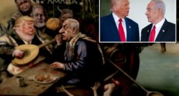 Politico yanks antisemitic cartoon of blood-covered Trump and Netanyahu